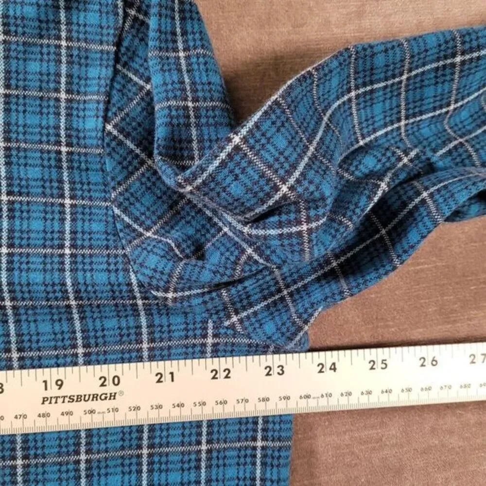Lands End Traditional Fit 1/4 Zip Long Sleeve Mens Plaid Pullover Size L/T 42-44